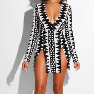 Sequin Aztec Mini Dress